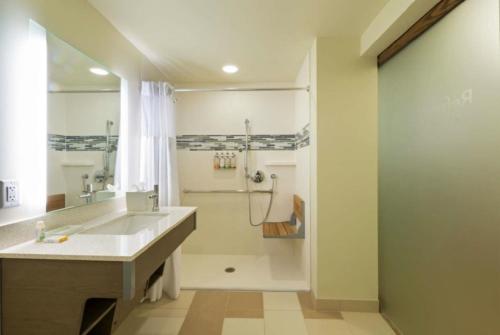 a bathroom with a large sink and a shower at EVEN Hotel Rockville - Washington, DC Area by IHG in Rockville