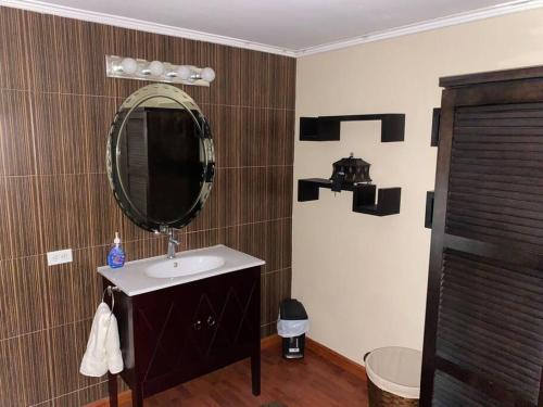 a bathroom with a sink and a mirror at Los Alessandria in Cerro Punta