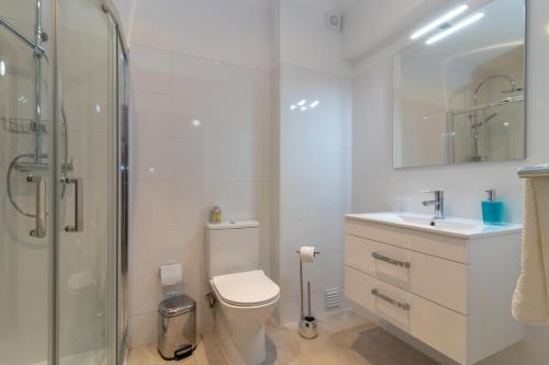 カルヴォエイロにあるApartment Farolのバスルーム(トイレ、洗面台、シャワー付)