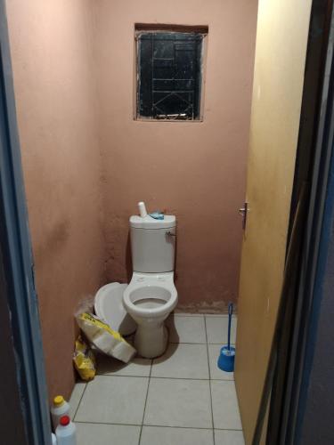 La salle de bains est pourvue de toilettes et d'une fenêtre. dans l'établissement Philip and Son, à Queenstown