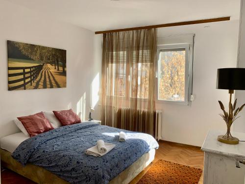 Un pat sau paturi într-o cameră la Star apartment