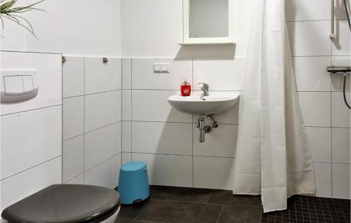 a bathroom with a toilet and a sink at Pet Friendly Apartment In Passow Ot Charlottenho With Kitchen in Zahren