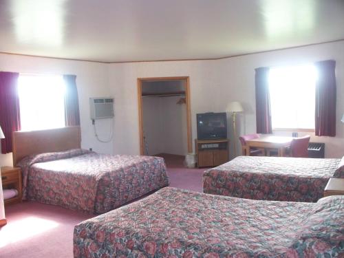 a hotel room with two beds and a television at Alpine Lodge in Davis