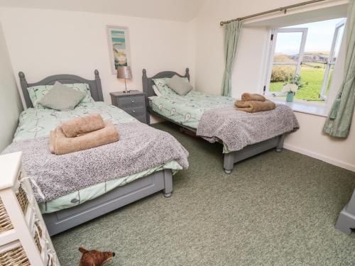 a bedroom with two beds and a window at Freemantle Lodge in Ventnor