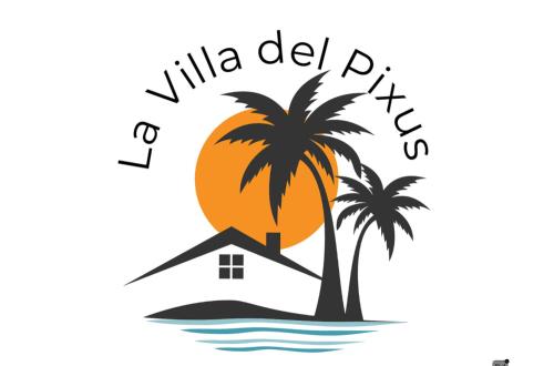 a house on a island with palm trees and the inscription villa del palme at La Villa del Pixus in Pisciotta
