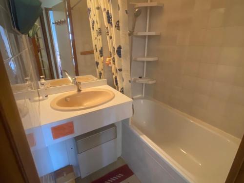 une salle de bain avec un lavabo et une baignoire dans l'établissement Appartement 3 pièces avec balcon à Villard-de-Lans - FR-1-515-34, à Villard-de-Lans