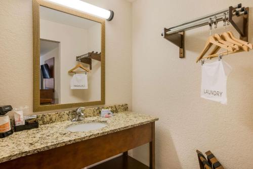 a bathroom with a sink and a mirror at Econo Lodge in Vidalia