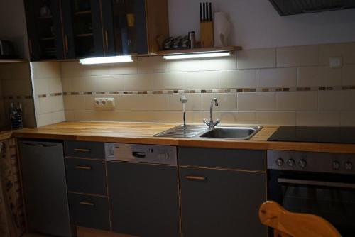a kitchen with a sink and a counter top at Ferienhaus Napoleon in Waldmünchen