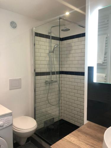 une salle de bain avec douche et toilettes dans l'établissement Cœur de grasse, à Grasse