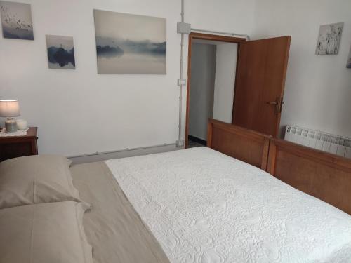 a bedroom with a bed and a door to a room at Agriturismo Nonnamelia in Nasino