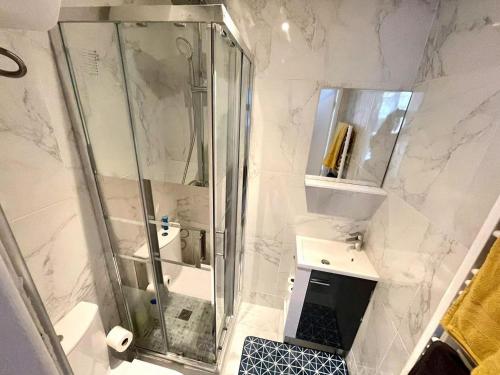 Koupelna v ubytování Résidence des Célestins - Appartement Duplex N16 - Centre Vichy