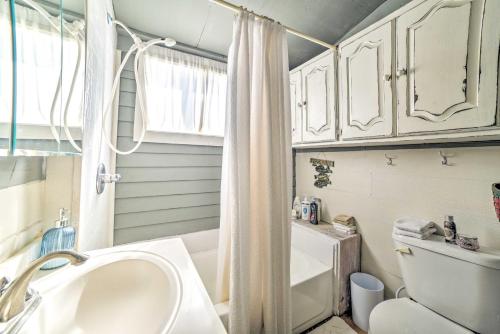 a bathroom with a sink and a toilet at Coastal Perry Cottage about 2 Mi to Boat Ramp! in Perry