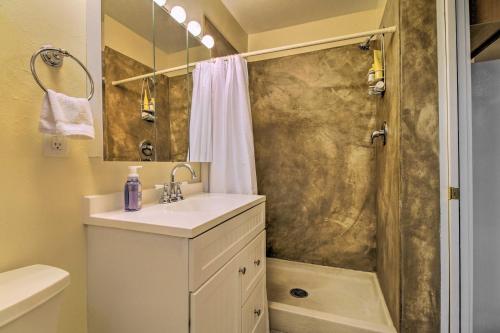 a bathroom with a sink and a shower at Welcoming Helena Hideaway about 2 Mi to Downtown in Helena