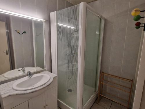 a bathroom with a shower and a sink at Studio Les Deux Alpes, 1 pièce, 4 personnes - FR-1-516-193 in Les Deux Alpes