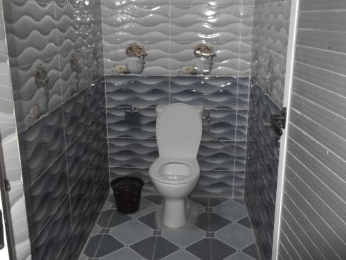 a bathroom with a toilet in a stall at Hostel Merzouga Tifinagh in Merzouga