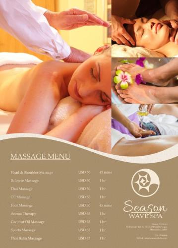 a flyer for a massage manual with a picture of a woman at Season Holidays at Hulhumale with Transfer in Hulhumale
