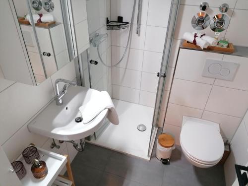 Bilik mandi di Apartment Serenade am Zwinger