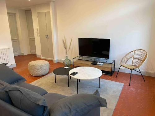 Televízia a/alebo spoločenská miestnosť v ubytovaní Appartement entièrement rénové au cœur d’Avignon