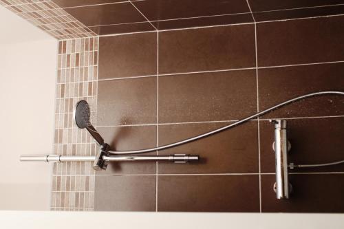 a shower with a shower head in a bathroom at B&B Tra Monti e Mare in Ogliastro Cilento
