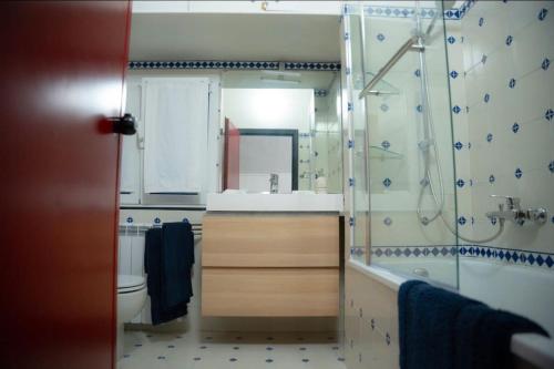 A bathroom at Hulu