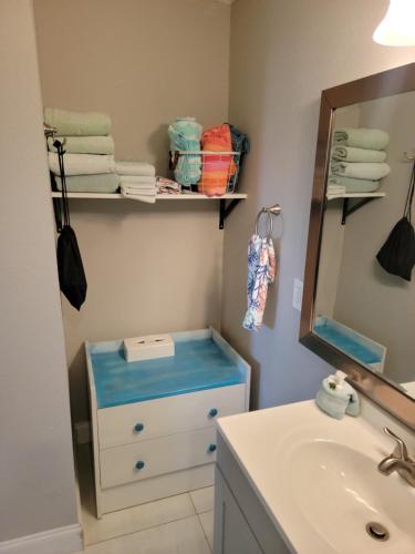 ein Bad mit einem Waschbecken und einem Spiegel in der Unterkunft Getaway At The Marina in Sarasota