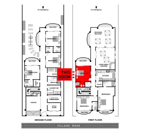 a floor plan of a house with a sign that reads this room at The Beach House Carabao Island in San Jose