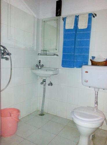 a bathroom with a toilet and a sink at Umaid Desert Camp, Raisar in Bikaner
