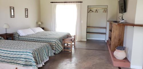 Habitación de hotel con 2 camas y TV en Celestino Posta Andina en Barreal