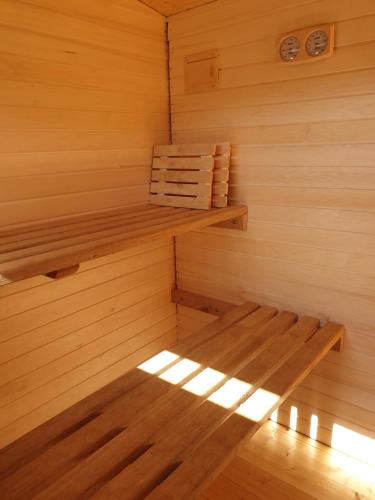 a room with a sauna with a bench in it at horská chata Cecilie in Olešnice v Orlických horách