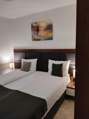 コパオニクにあるApart Hotel & Spa Zoned II, apartman Bebi, br 1411のベッドルーム1室(大型ベッド1台、枕2つ付)