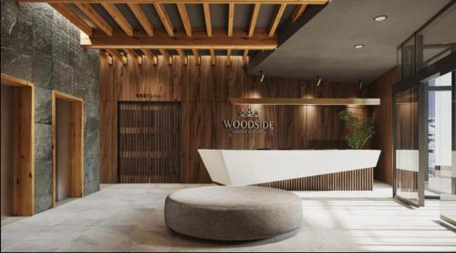 a lobby with a white tub and a round table at Woodside Duplex Apartment Ski in Ski out with garage in Kopaonik