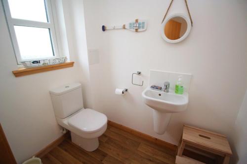 a bathroom with a toilet and a sink at Lovely Holiday Home In The East Neuk Of Fife in Anstruther