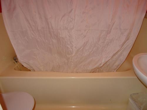 une salle de bain avec toilettes et rideau de douche dans l'établissement Studio lumineux pour 5 pers, proche pistes et commerces, Arc 1800 - FR-1-411-341, à Arc 1800