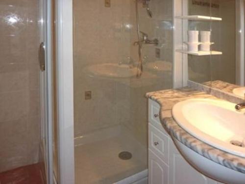 a bathroom with a shower and a sink and a shower at Appartement Les Orres, 1 pièce, 4 personnes - FR-1-322-175 in Les Orres
