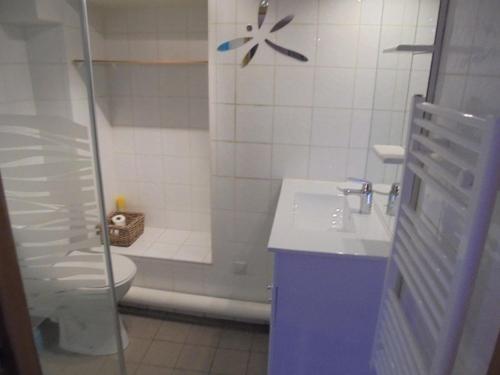 a bathroom with a shower and a sink and a toilet at Studio Montgenèvre, 1 pièce, 5 personnes - FR-1-266-85 in Montgenèvre