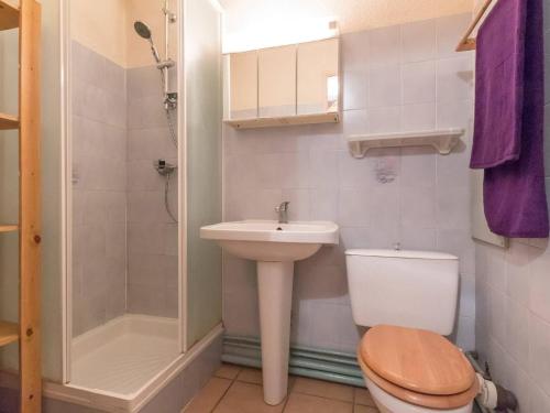 a bathroom with a toilet and a sink and a shower at Duplex 3 pièces avec parking à Briançon - 6 pers, wifi, animaux admis - FR-1-330C-15 in Briançon