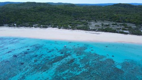 an aerial view of a beach and the ocean at Loedi Bungalows Rote in Nembrala