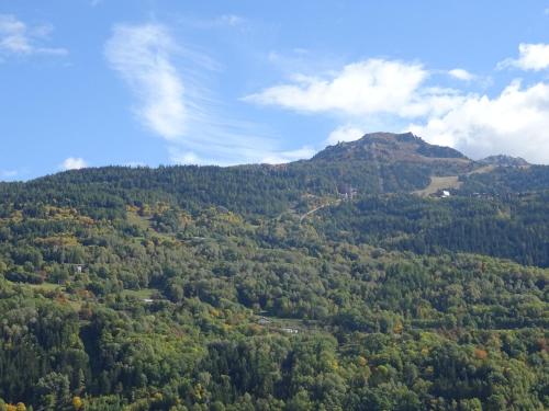 une vue aérienne sur une montagne arborée dans l'établissement Appartement 2 pièces avec balcon à Bourg-Saint-Maurice, proche centre, animaux admis - FR-1-411-520, à Bourg-Saint-Maurice