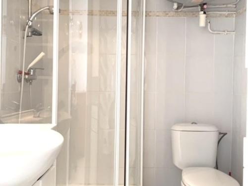 La salle de bains est pourvue d'une douche, de toilettes et d'un lavabo. dans l'établissement Studio Balaruc-les-Bains, 1 pièce, 4 personnes - FR-1-503-7, à Balaruc-les-Bains
