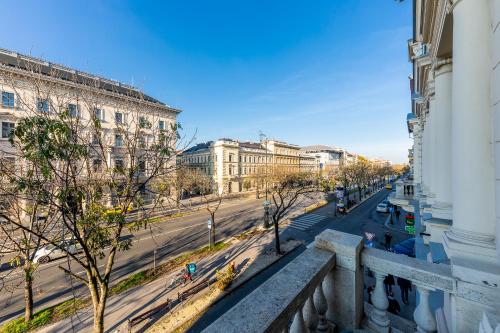a view of a street in a city with buildings at Adagio Downtown Rooms in Budapest