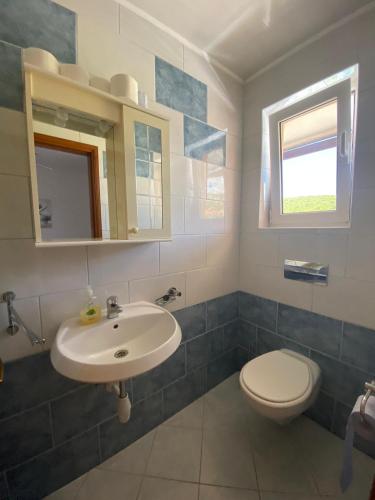 a bathroom with a sink and a toilet at Apartman "Niko" in Povile