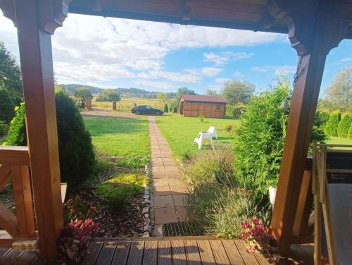 a view from the porch of a house at Sielanka Chwaliszów dom całoroczny in Chwaliszow
