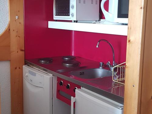 Studio 5 pers, vue montagnes, balcon, Arc 1800 - FR-1-411-353