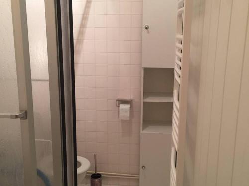une petite salle de bain avec toilettes et lavabo dans l'établissement Appartement cosy à la Pierre St Martin - 4 pers, au pied des pistes, parking gratuit - FR-1-602-90, à Arette
