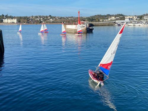 a group of small sailboats in a body of water at Waters Edge Hotel Torquay in Torquay