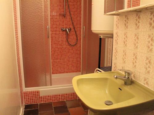 ein Bad mit einem Waschbecken und einer Dusche in der Unterkunft Appartement Vars, 2 pièces, 5 personnes - FR-1-330B-105 in Vars