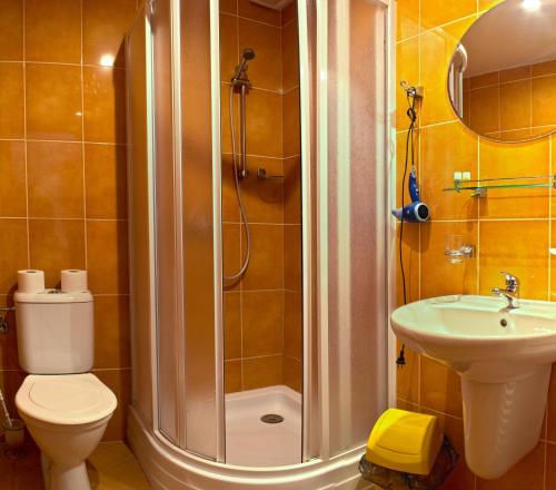 Koupelna v ubytování Hotel Zlatá Stoupa