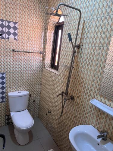 a bathroom with a toilet and a sink at Ouedraogo Property Management in Ouagadougou
