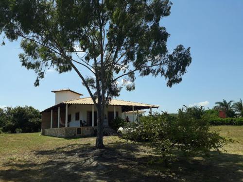a house with a tree in front of it at Casa com piscina aquecida, privativa,diarista, em condomínio, Bonito-Pe in Bonito