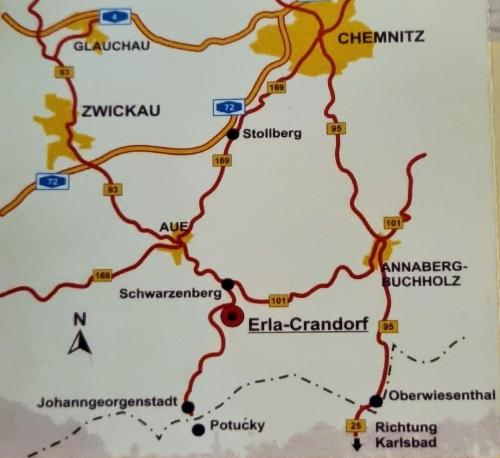 a map of the trekking route in china at Ferienwohnung Bergidyll in Schwarzenberg (Erzgebirge)